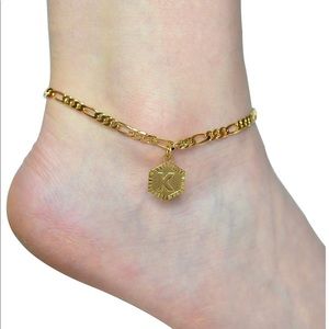 Initial anklet - Gold plated chain ankle bracelet